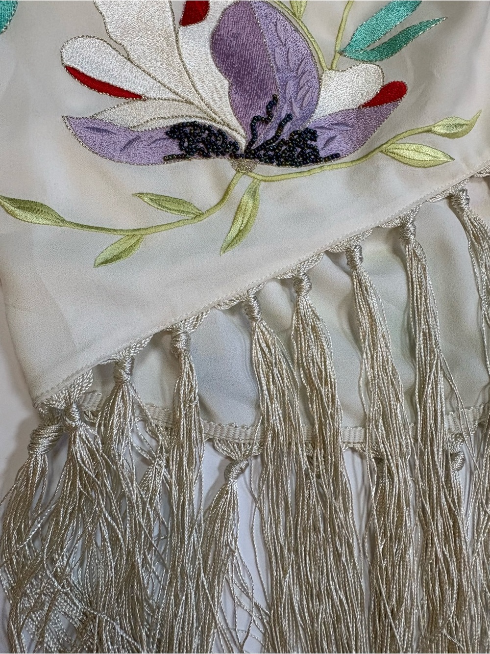 Forte Forte Embroidered Fringe Wrap Top | Ivory | Size 2 | Italian Luxury - Picture 3 of 16